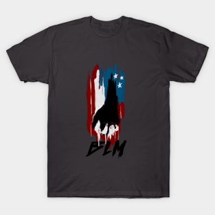 Holding Hands in Front of a Torn American Flag Oil Painting T-Shirt